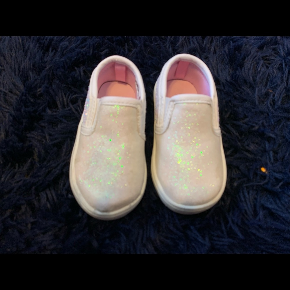 White glitter toddler girl shoes